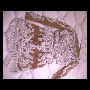 Sherri Hill Two Piece white beaded dress: SIZE 6